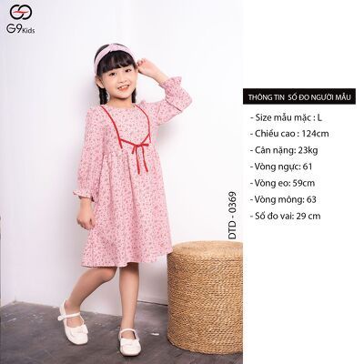 Váy bé tay dài 0369 G9moza với chất liệu Nhung tăm