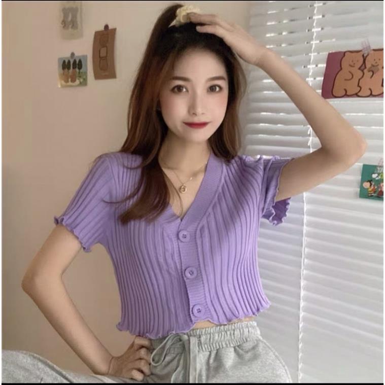 ÁO CROPTOP CÀI NÚT XINH ĐỦ MÀU A23 [Hàng Siêu Cấp] | BigBuy360 - bigbuy360.vn
