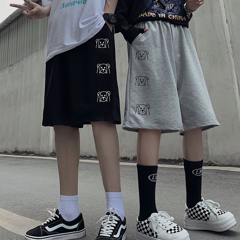 Quần đùi nam nữ mặc nhà in hình gấu, short thun unisex Yinxx QS51