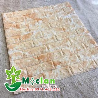 XỐP DÁN TƯỜNG 3D GIẢ ĐÁ HOA CƯƠNG MÀU VÀNG, KHỔ 70CM X 77CM. SIÊU ĐẸP, SIÊU BỀN.