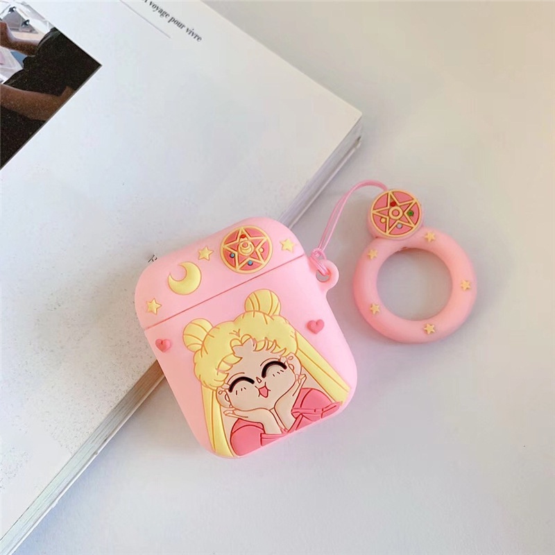 Vỏ Bảo Vệ Hộp Sạc Tai Nghe Airpods 1 2 Apple Bluetooth Không Dây Chất Liệu Silicon Hình Thủy Thủ Mặt Trăng YUE