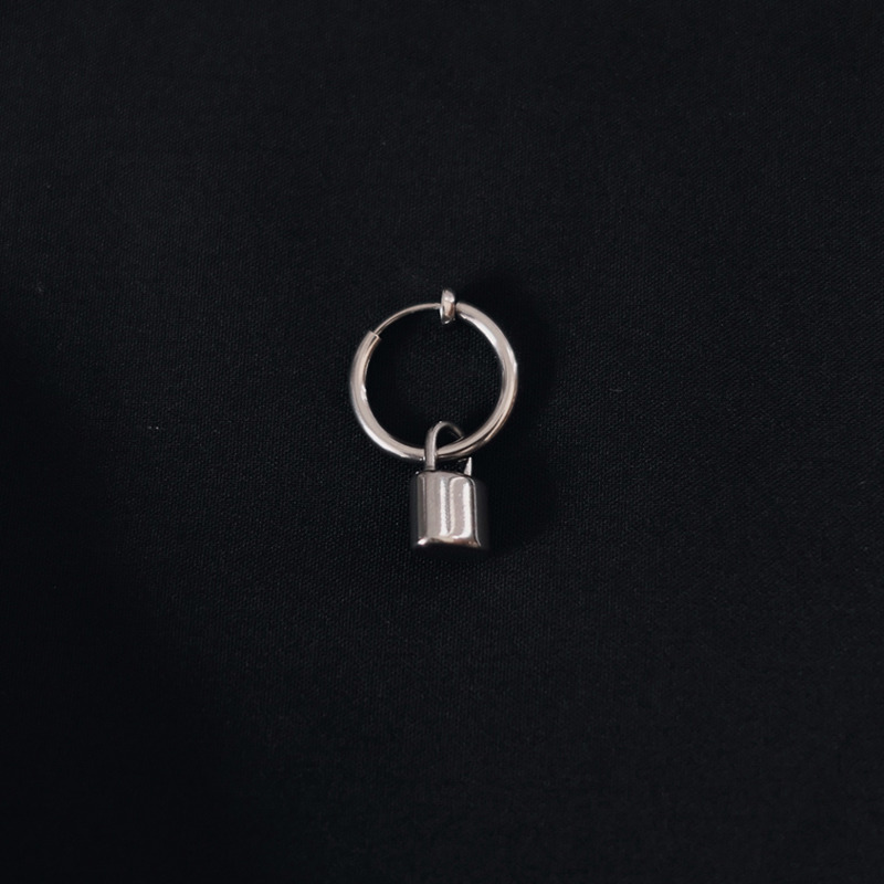 Bông tai 22631 hình ổ khóa nhỏ không phai màu phong cách hip hop thời trang dành cho cặp đôi nam và nữ