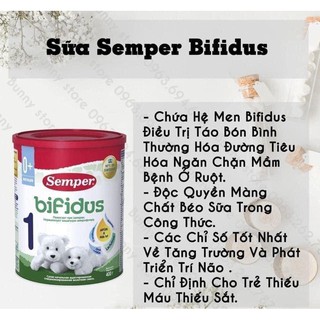 SỮA SEMPER NUTRADEFENSE/ BIFIDUS (Bổ sung chất xơ cho bé táo bón)  BABY NGA 400G