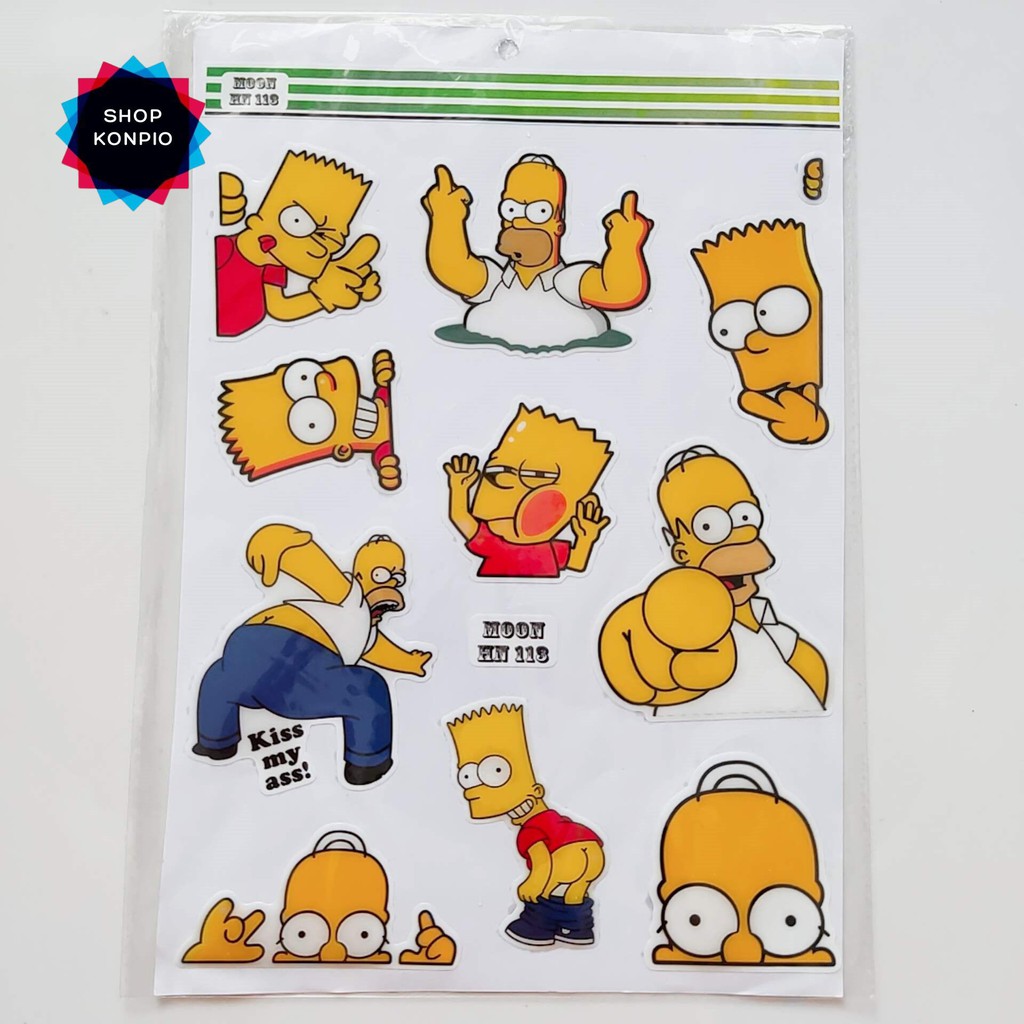 Bộ Tem Sticker Simpsons Dập Nổi Cao Cấp Dán Xe Máy, Ô Tô, Mũ Bảo Hiểm, Chống Thấm Nước, Chống Bay Màu