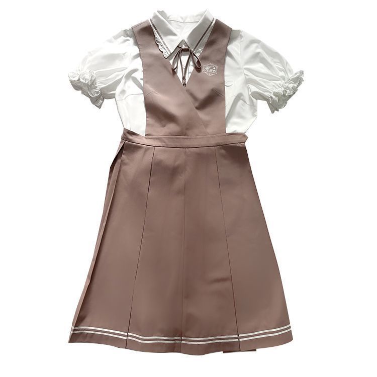 Young Girl College Dress Style Japanese JK Uniform Summer Lantern Sleeve Short Sleeve