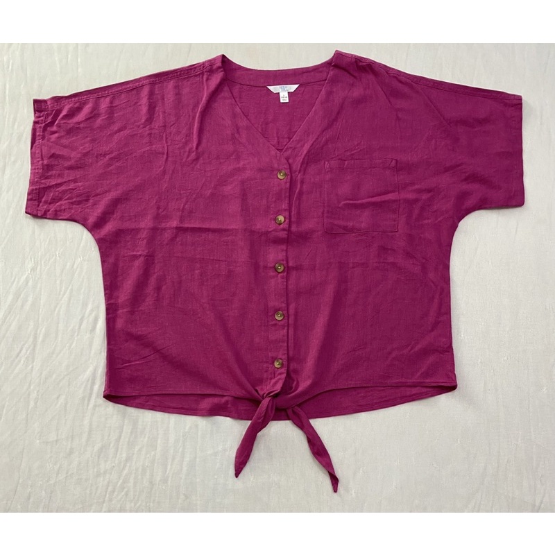 Áo vải linen màu hồng Time and Tru - Thanh lý vnxk