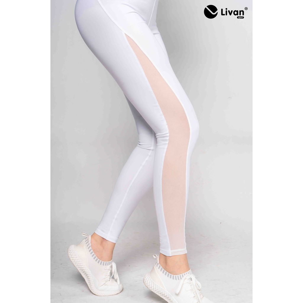 Quần Legging Livan Sport Tập Gym Yoga Phối Lưới Venus Cạp Cao Co Giãn