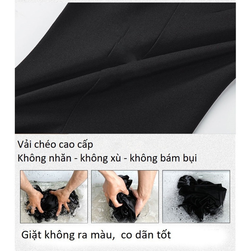 [HÀNG ĐẸP] Quần âu nam màu đen dáng côn vải Tuyết Nhung cao cấp, vải co giãn nhẹ thoải