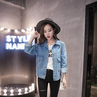 Áo khoác bò áo khoác jean áo khoác dài tay nữ thời trang phong cách hoang dã