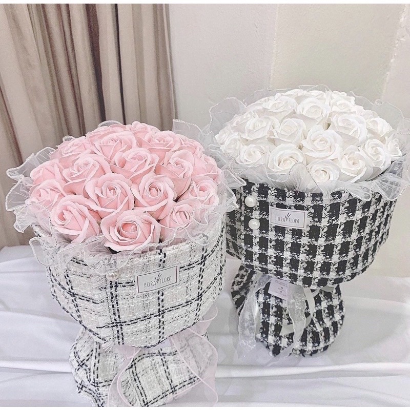 Bó hoa sáp gói vải dạ hot trend cực xinh làm quà tặng, bó hoa sinh nhật phong cách mới