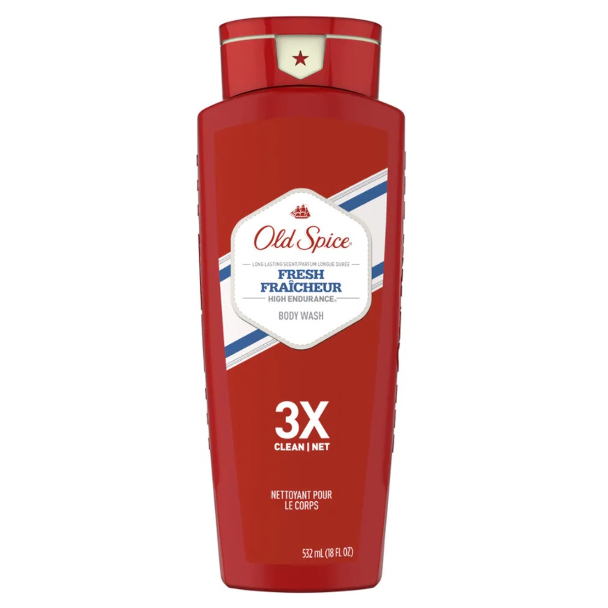 Sữa tắm nam OLD SPICE Fresh High Endurance Body Wash 532ml (Đỏ Viền Xanh Dương)