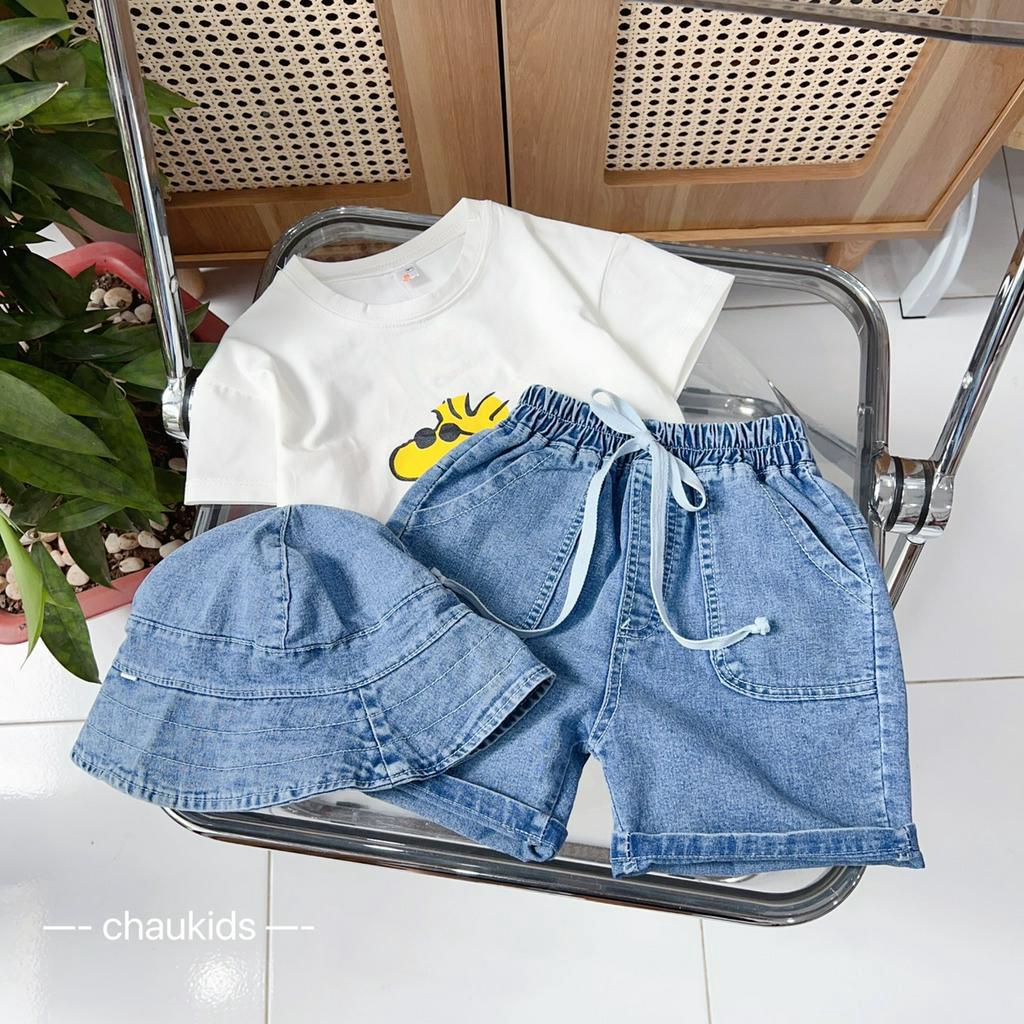 Bộ Quần Áo Cho Bé Trai, Bé Gái Cotton Quần Jeans Họa Tiết PEANUTS Dễ Thương, Đồ Bộ Cho Bé Mặc Đi Chơi Đi Học CK344