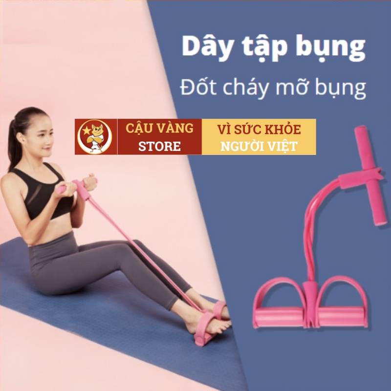 Dây tập bụng justFIT, dây kéo đàn hồi kháng lực 4 ống cao su tập cơ bụng tại nhà