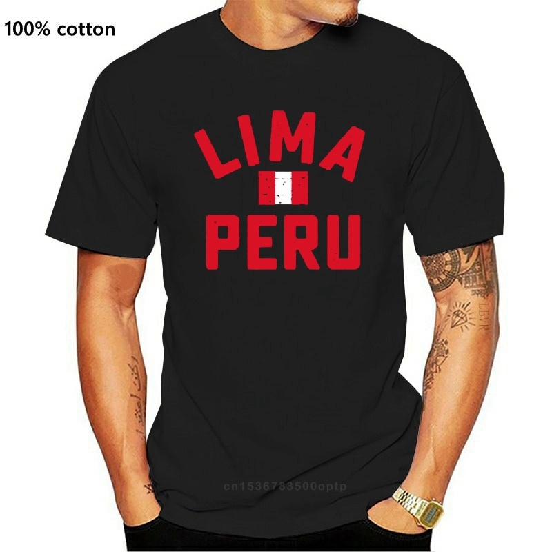 Mới Áo Thun Nam Tay Ngắn Cổ Tròn In Hình Lá Cờ Lima Peru City Cá Tính
