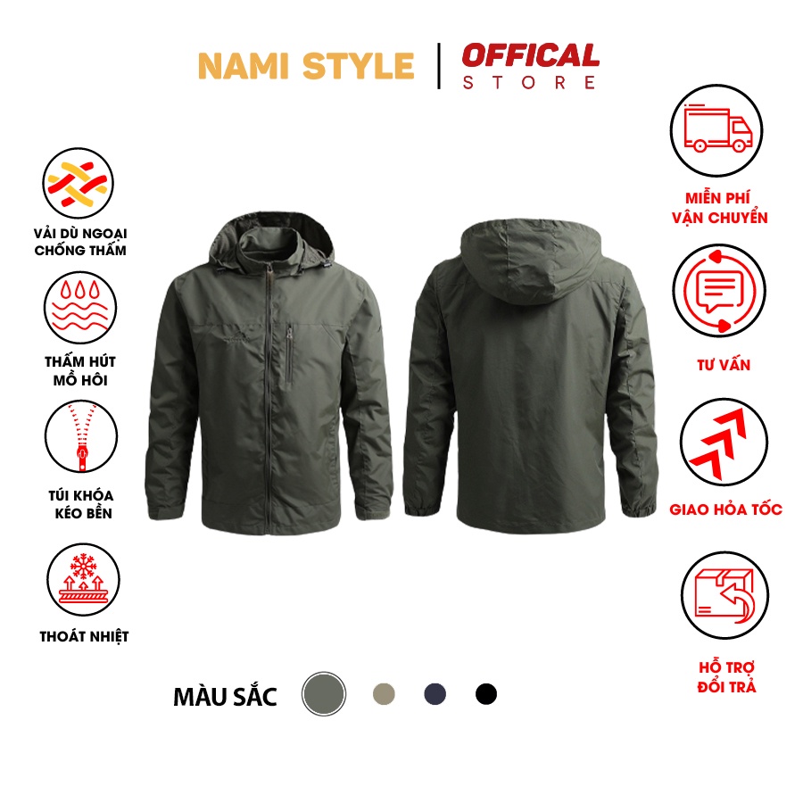 Áo khoác gió nam, chống nắng mưa, chất vải dù ngoại xịn đẹp-AK02