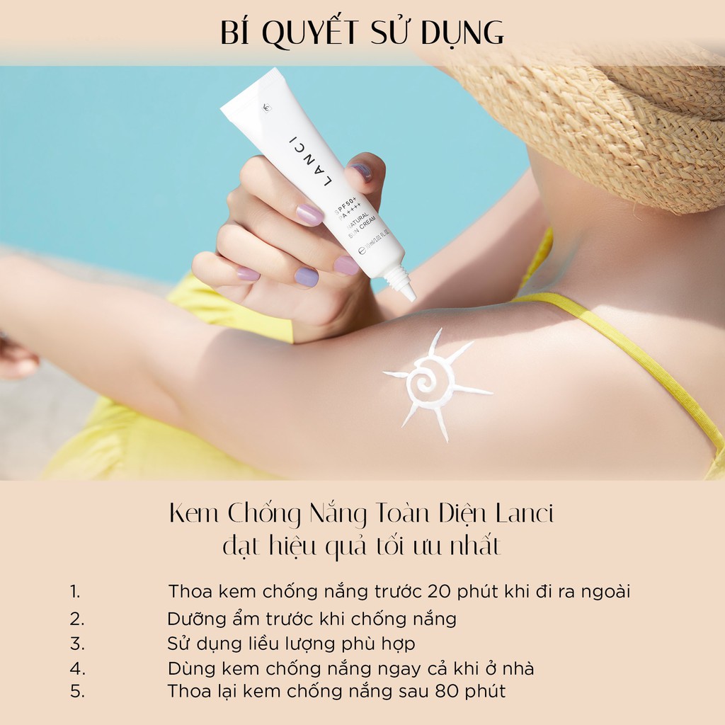 Kem Chống Nắng Hàn Quốc LANCI Dưỡng Ẩm Dưỡng Da Trắng Sáng Natural SunCream 50ML