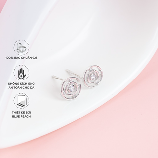 Khuyên Tai Bạc Blue Peach Magic Circle WG KT480