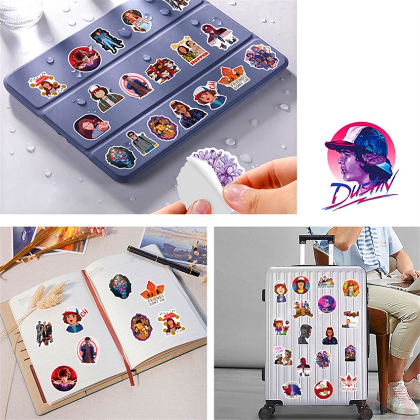 Set 100 miếng dán hình Stranger Things dòng A trang trí thời trang chống nước DIY