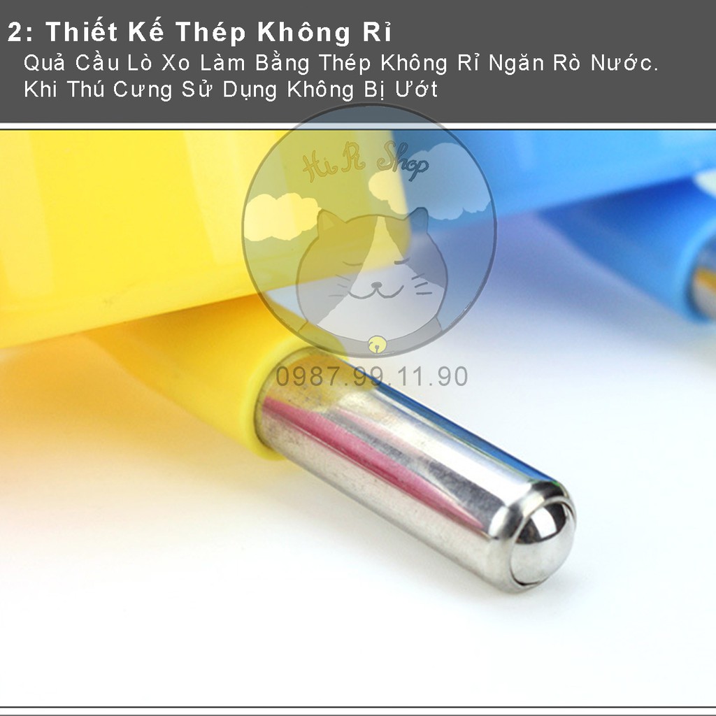 Bình Cấp Nước Tự Động Treo Chuồng Dành Cho Thú Cưng  - Bình Bi Gắn Lồng Cho Chó Mèo Chất Liệu ABS Vòi Inox