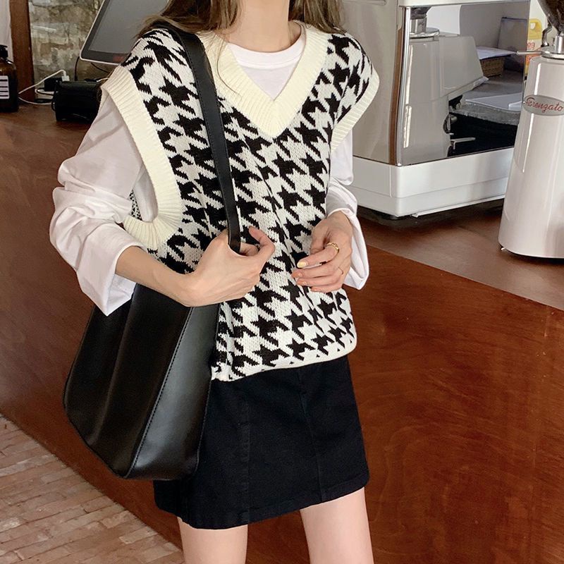 Áo gile nam cổ chữ v thời trang sành điệu cho nữ cardigan simple retro new v áo len hàn quốc fashion unisex áo sweater tay