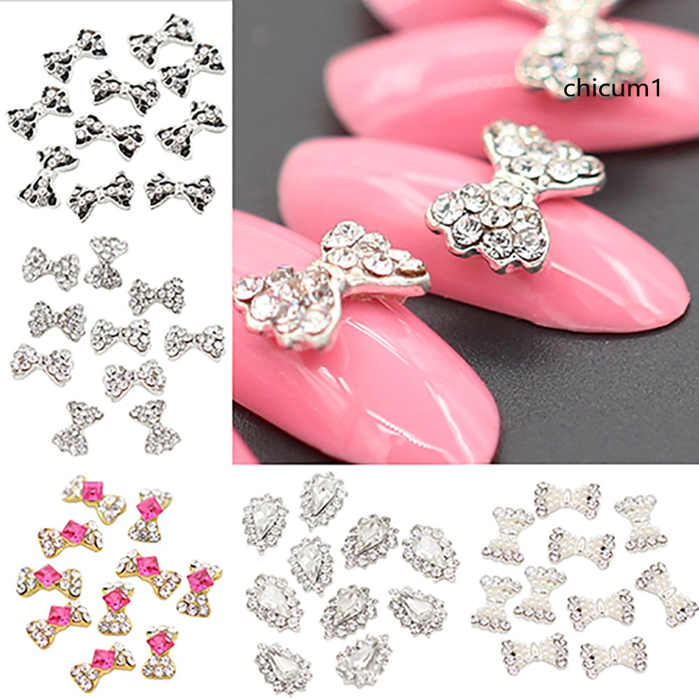 [Hàng mới về] Bộ 10 hạt đính trang trí móng hình nơ 3d