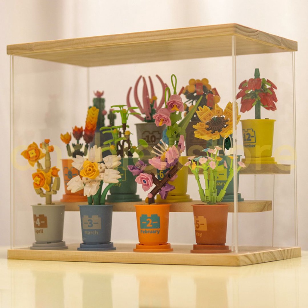 Đồ Chơi Lắp Ráp Chậu Hoa 3d Mini Hướng Dương Xương Rồng Decor Trang Trí Làm Quà Tặng Cho Bé Gái annhienstore