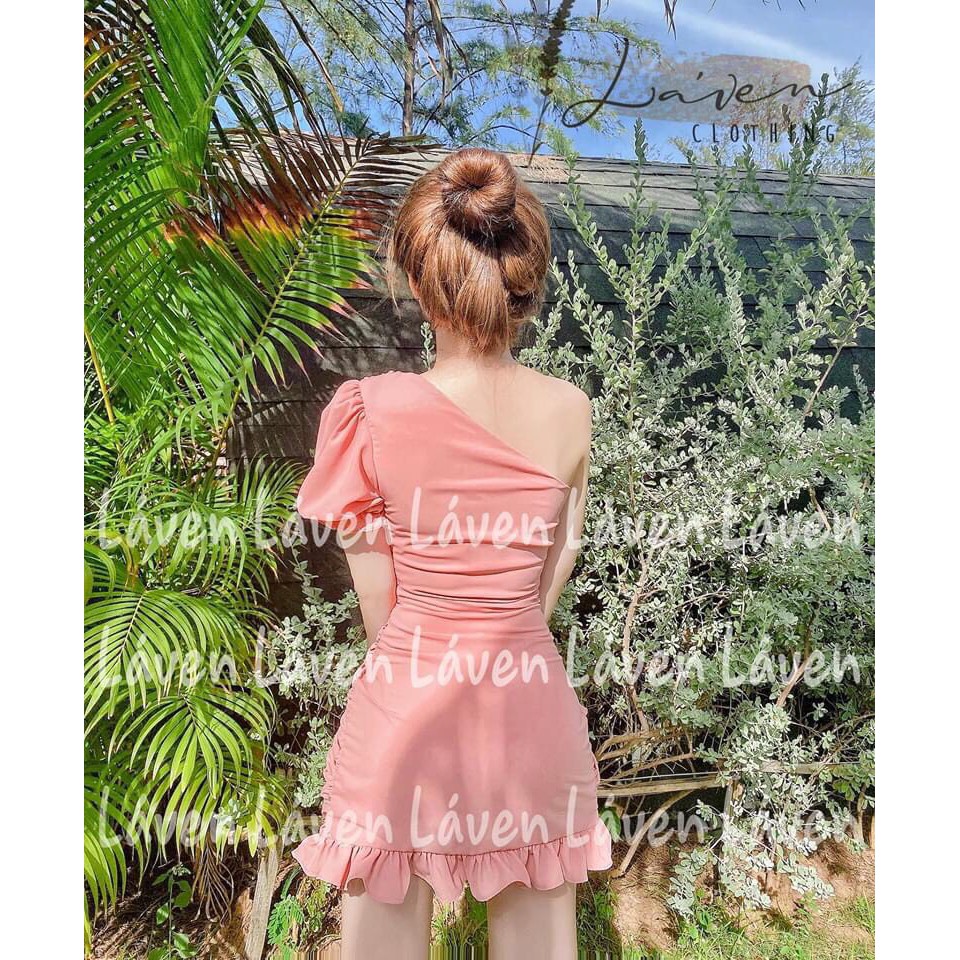 Váy Lệch Vai Nhún Bèo Thời Trang Nữ (kèm mút) | BigBuy360 - bigbuy360.vn