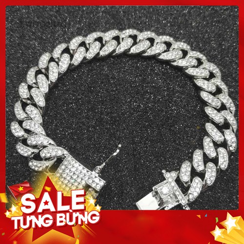Vòng Tay Hợp Kim Mạ Vàng / Bạc Đính Đá Zircon Phong Cách Hiphop - Hàng nhập khẩu