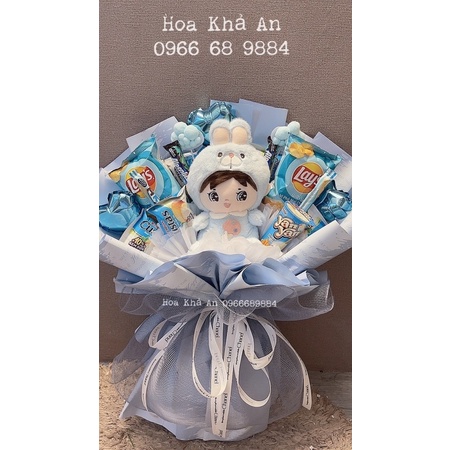 [Quà sinh nhật - Hoả tốc] Bó hoa bánh kẹo gấu bông cực xinh cho bé trai và bé gái. Nhiều tông màu.