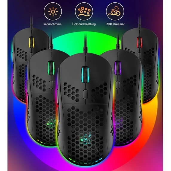 Chuột máy tính, chuột gaming có dây vi tính laptop FreeWolf M8 đèn LED RGB cho game thủ văn phòng - RUTEX Store