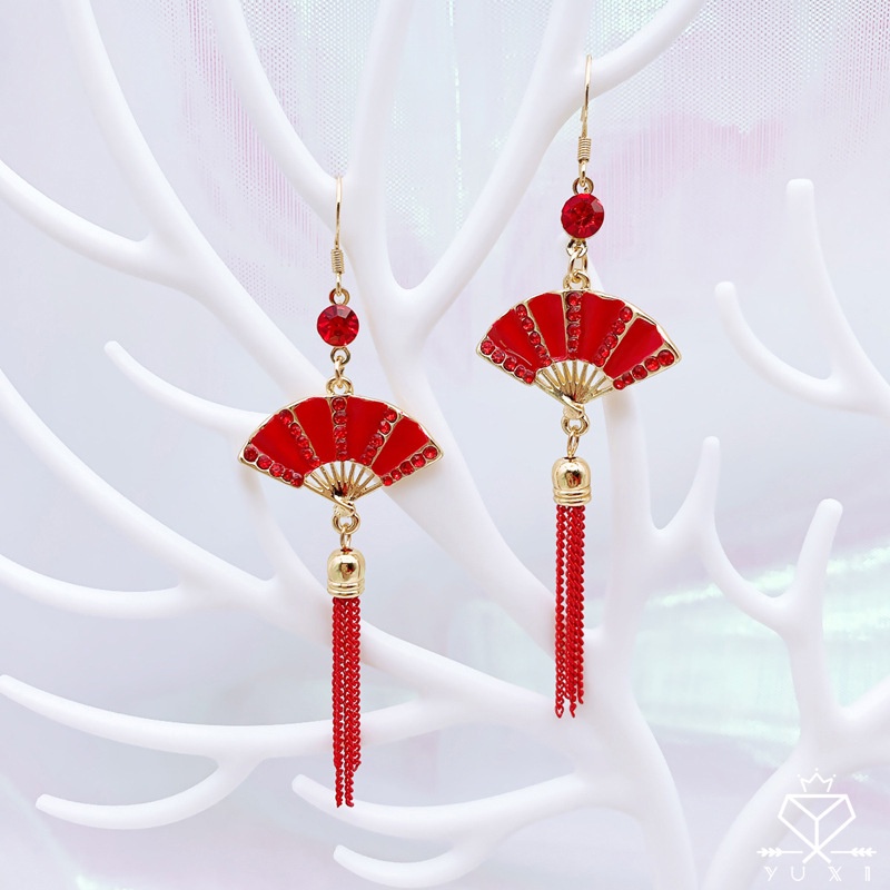 Bông Tai Tua Rua Hình Chữ Happy New Year Phong Cách Trung Hoa Cổ Điển Thời Trang