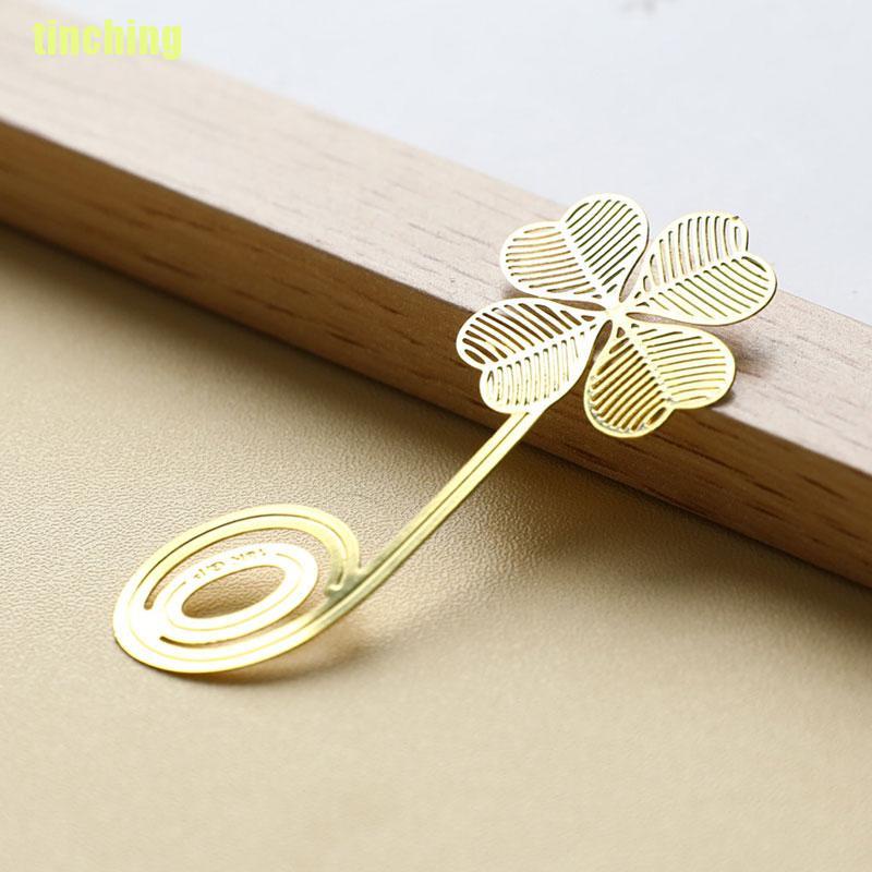 1 Kẹp Sách Hình Cỏ Bốn Lá Bằng Kim Loại Dùng Làm Quà Tặng Cho Bạn