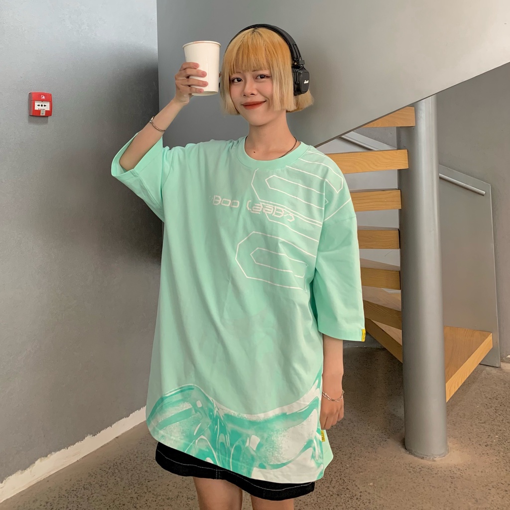 Áo Thun BOO Unisex Dáng Oversized Vải Cotton Cao Cấp In Logo BOOLAAB