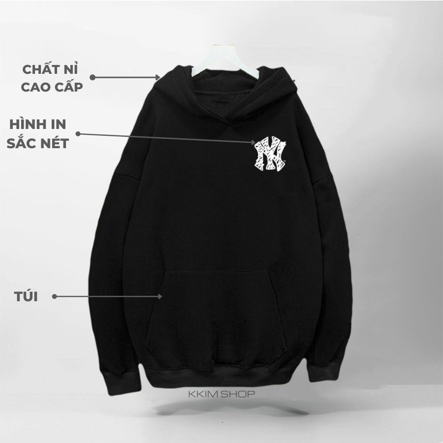 Áo Nỉ HOODIE NY, Áo hoodie MLP XANH LÁ unisex nam nữ form rộng oversize chất liệu Nỉ bông cao cấp KKIM SHOP