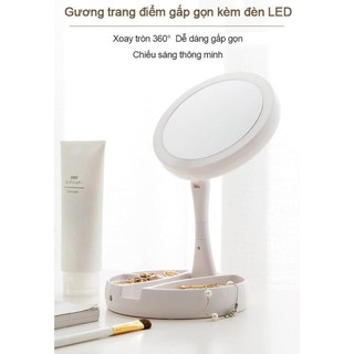 [Freeship] Gương Trang Điểm Đèn Led Xếp Gọn