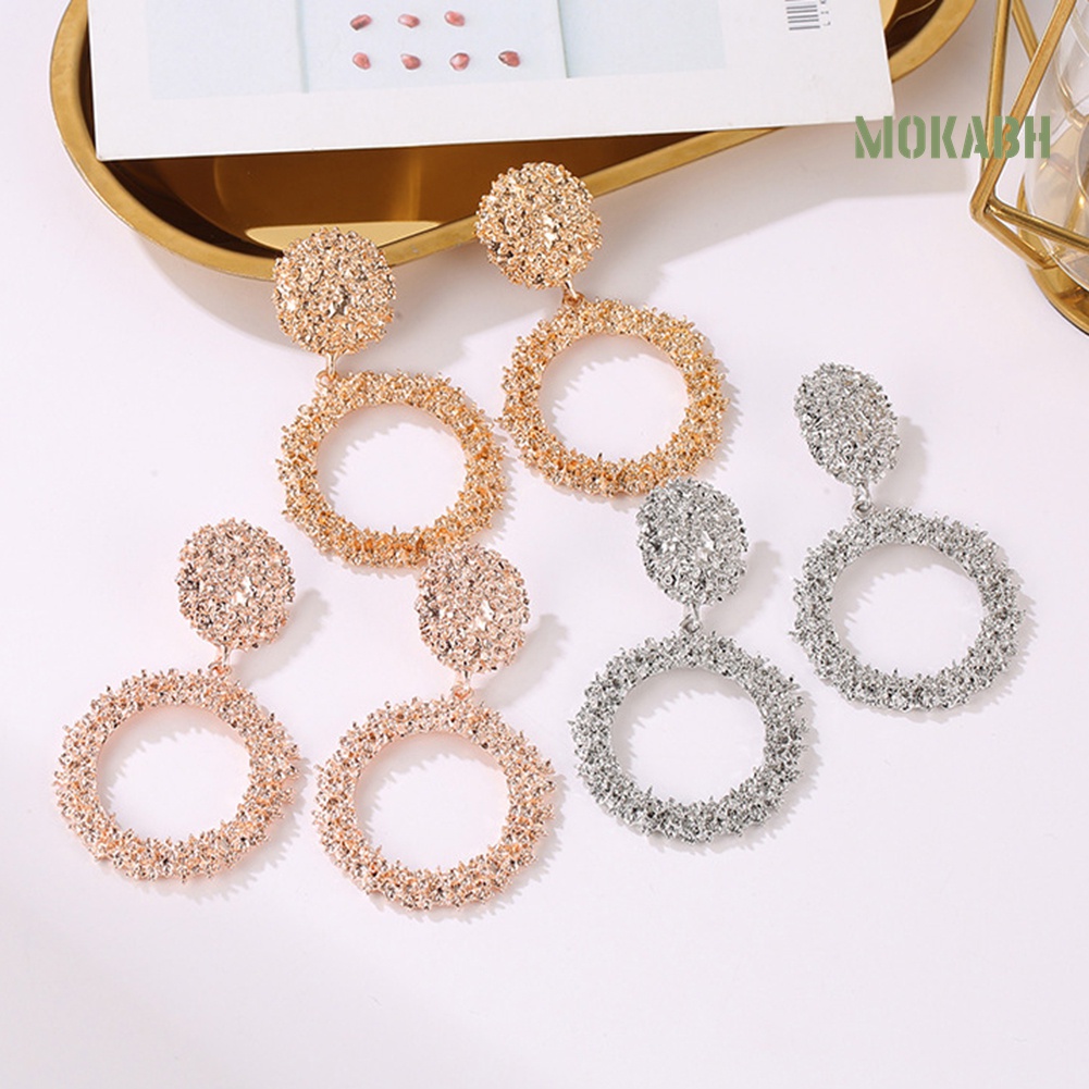 Bông Tai Hình Tròn Thiết Kế Đục Lỗ Thời Trang Cho Nữ