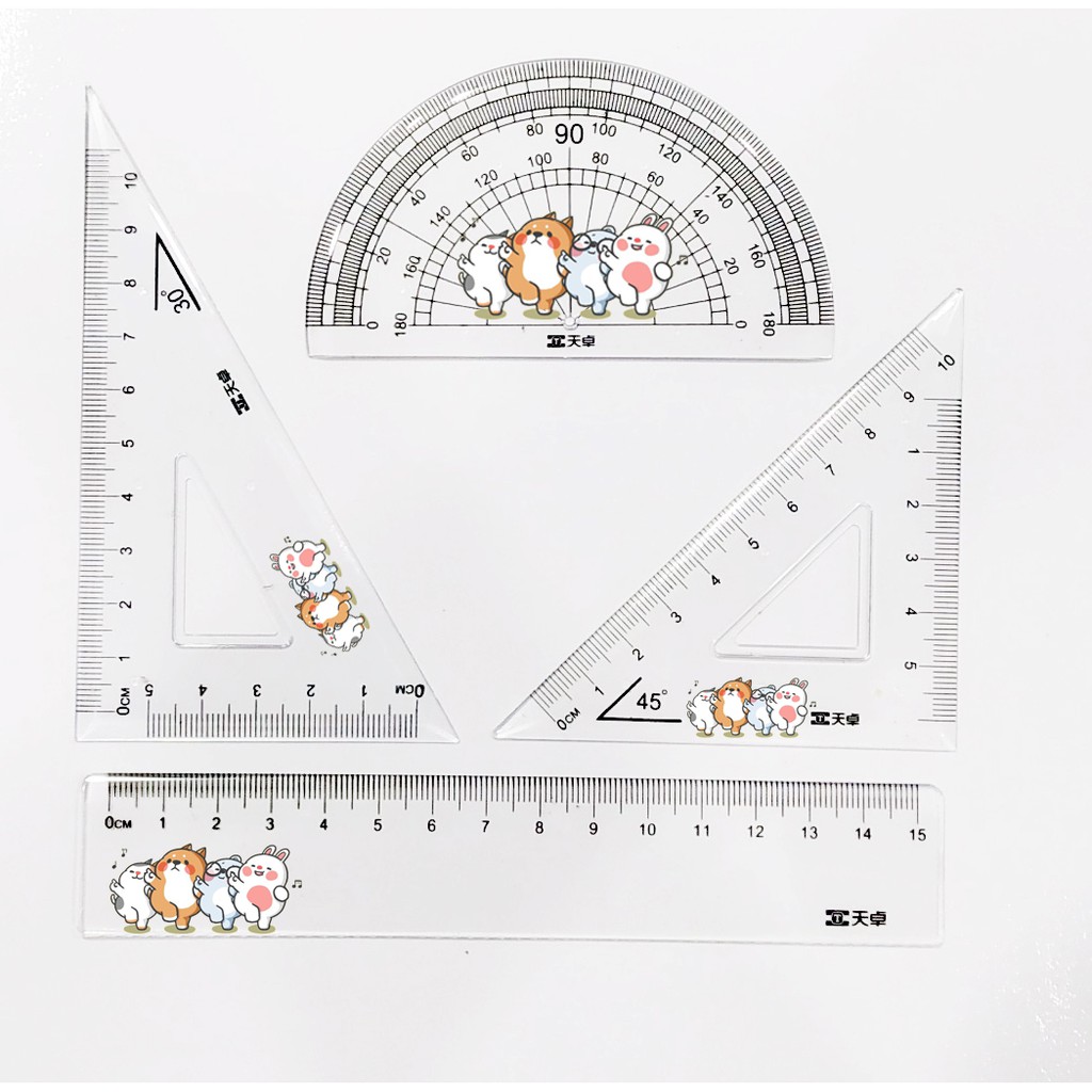 Bộ eke thước kẻ tonton in hình màu EKNI13 bộ eke cute bộ eke dễ thương