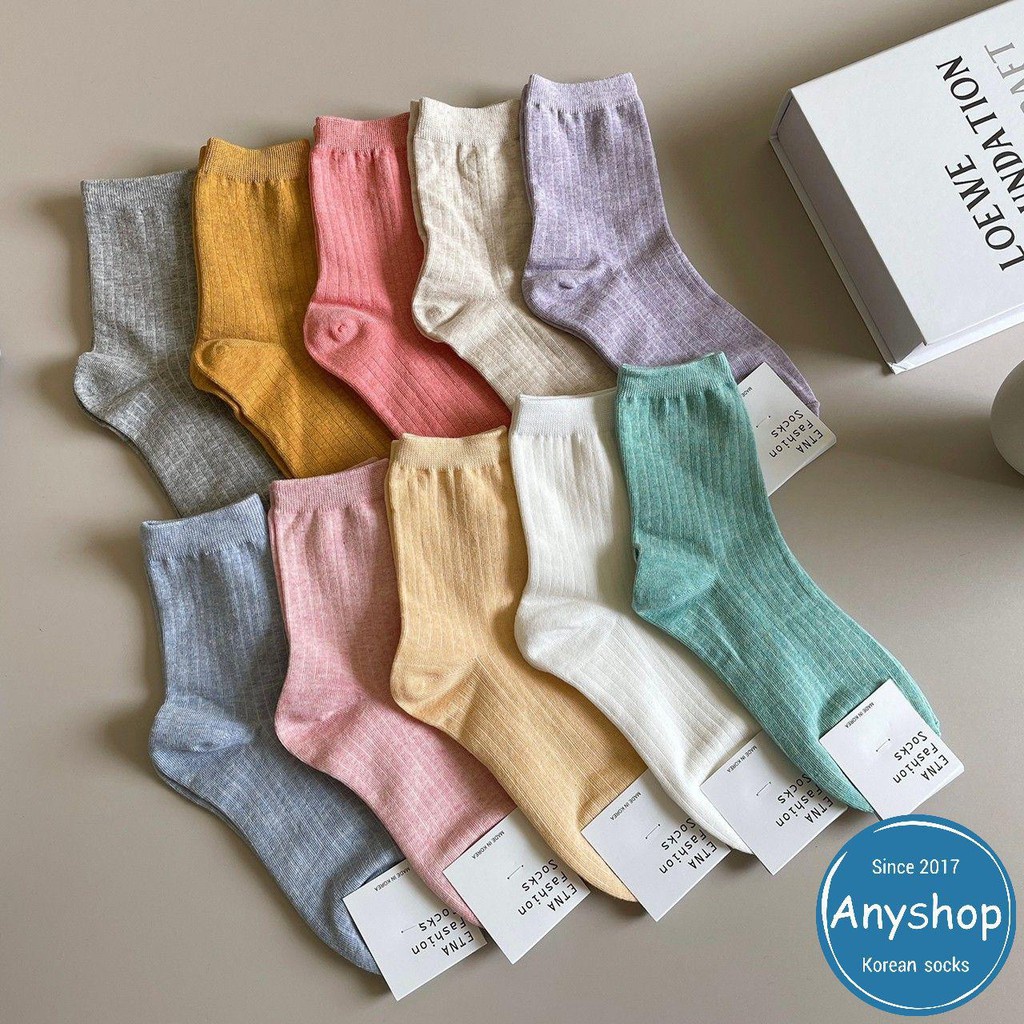 Vớ Cotton Màu Sắc Retro Phong Cách Hàn Quốc Dành Cho Nữ