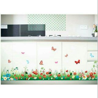 Decal dán Chân tường vườn hoa đẹp(kt 1m3)