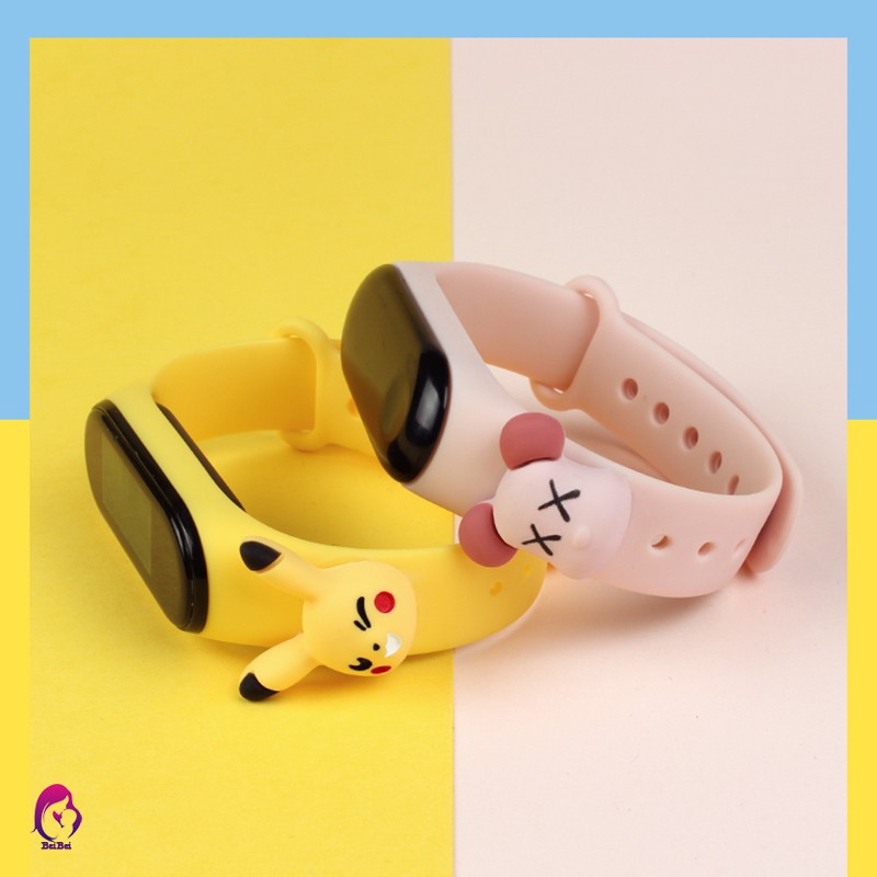 Dây Đồng Hồ Bằng Cao Su Thay Thế Hình Disney Mickey Pikachu Cho Xiaomi Miband 3 Miband 4 Chất Lượng Cao