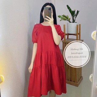 Váy xuông tay bồng bầu bí bon chen thoải mái