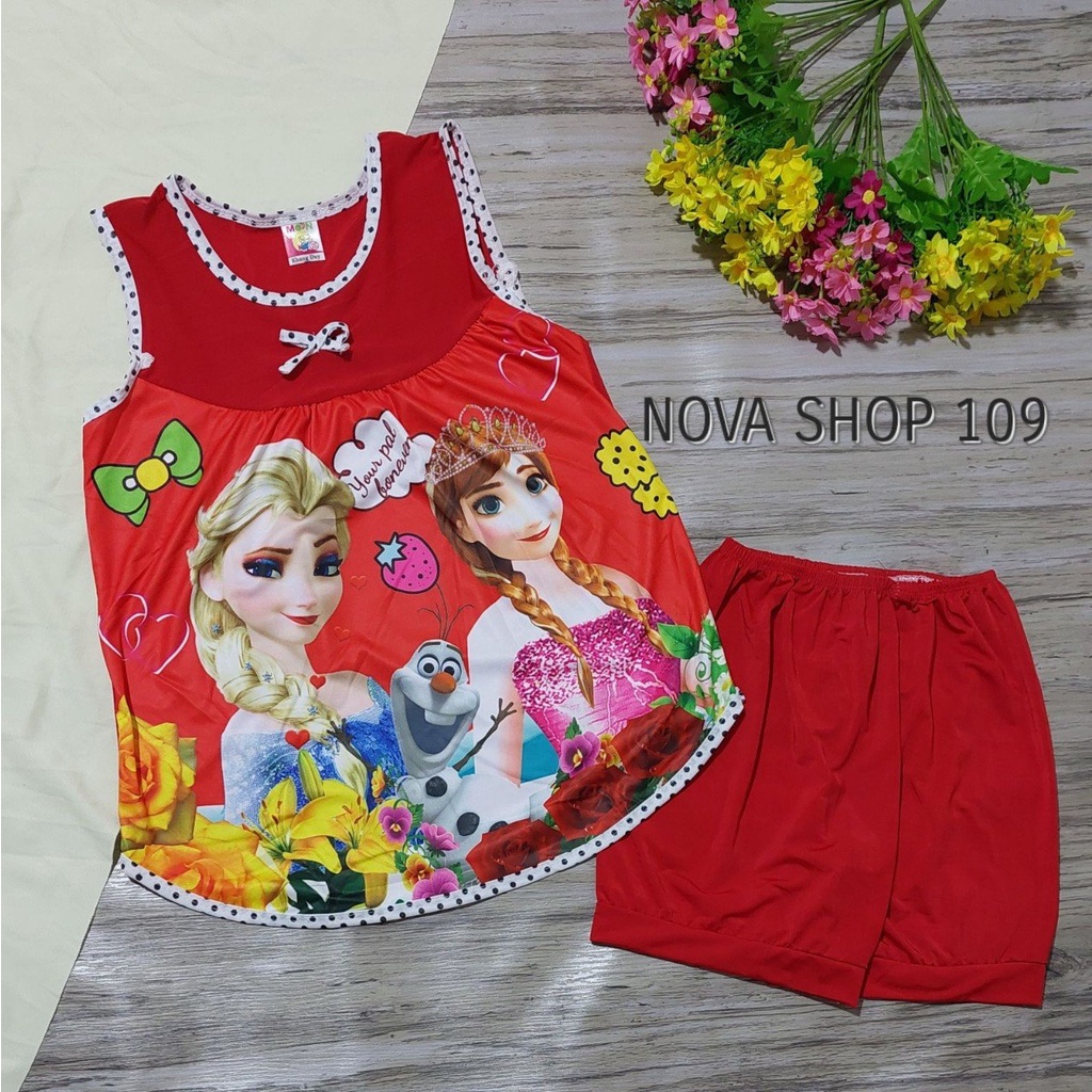 Đồ Bộ thun lạnh công chúa elsa cho bé gái từ 25-35kg, cực thoải mái và mát mẻ cho mùa hè, nova shop
