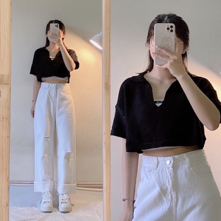 QUẦN JEANS SUÔNG RÁCH GỐI (kèm ảnh thật)