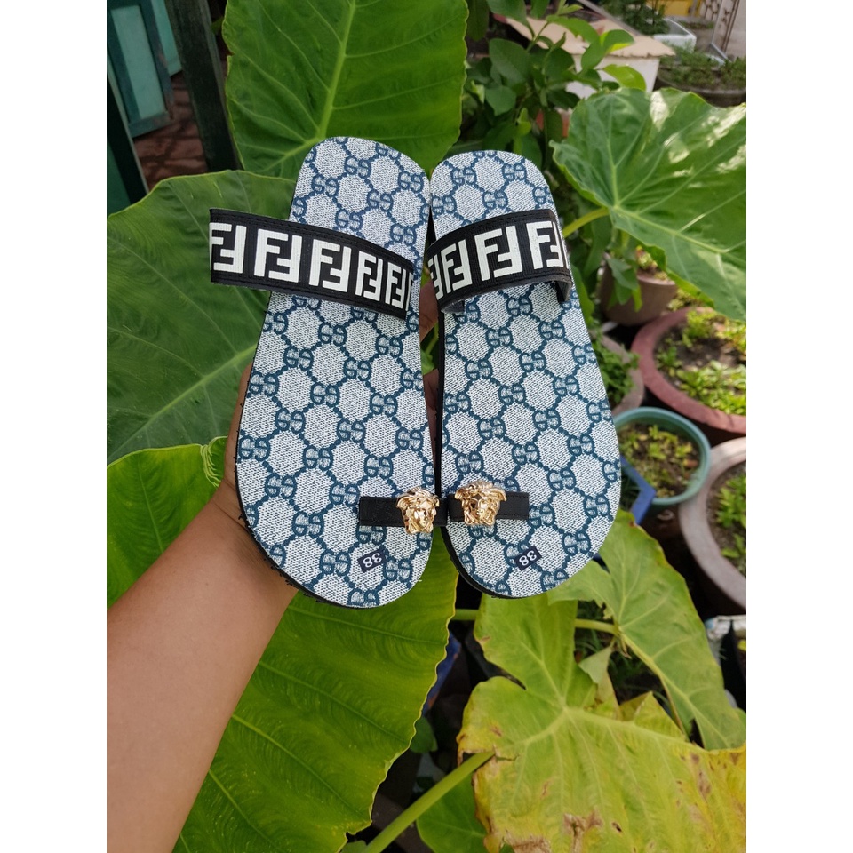 sandal đồng nai dép sỏ ngón nam và nữ ( đế gg xanh quai F trắng ) size từ 34 nữ đến 43 nam