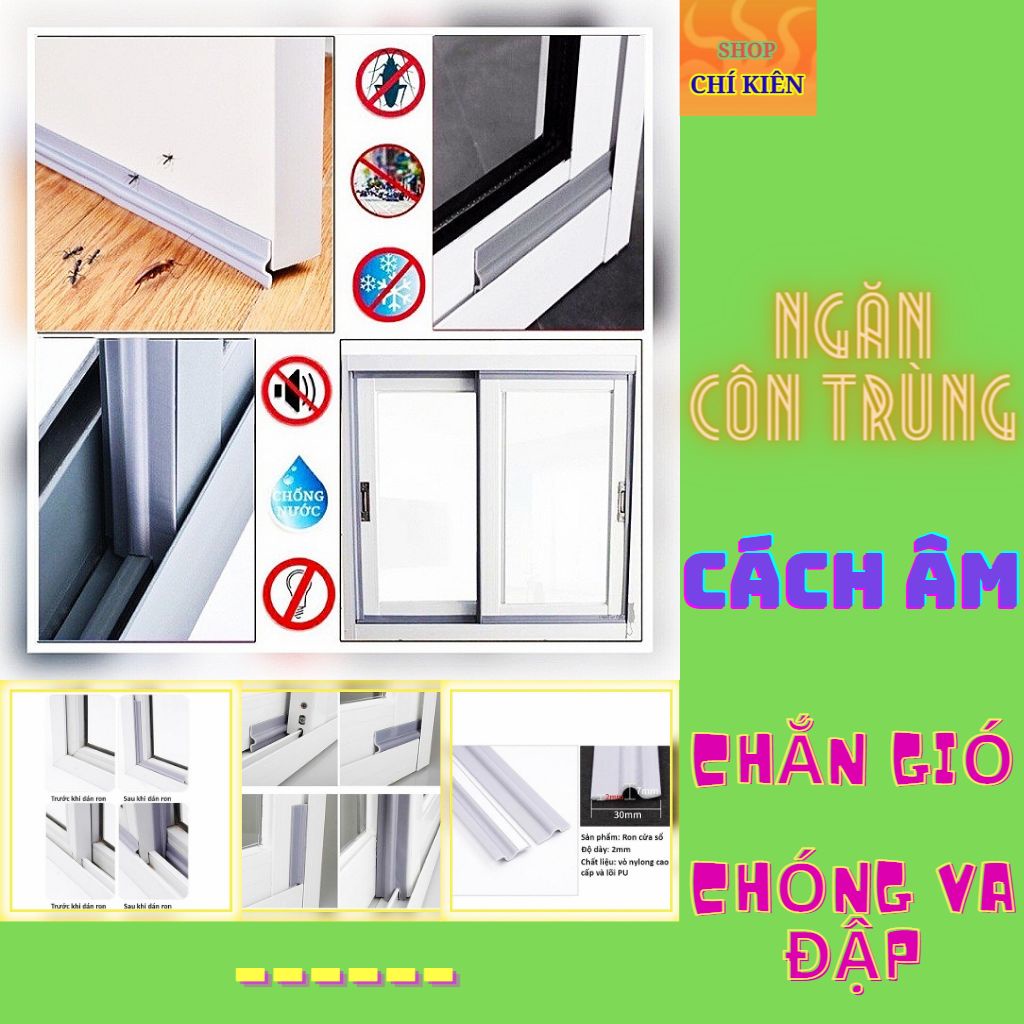 Ron Dán chắn khe hở cửa, Chặn Khe Cửa Ngăn Côn Trùng, Cách Âm, Chống Thoát Hơi Máy Lạnh, Chống Va Đập