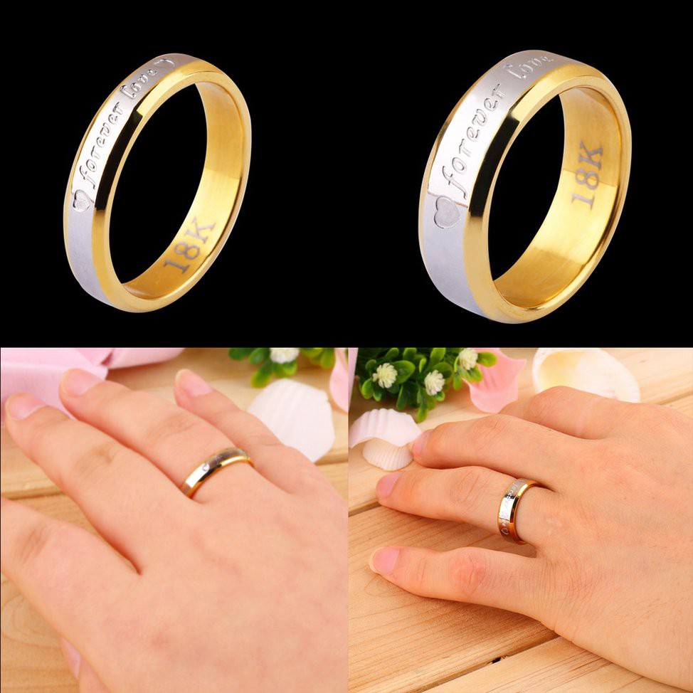 Nhẫn đeo tay thép không gỉ khắc chữ Forever love cho nam/nữ