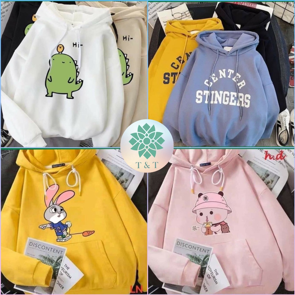 Áo hoodie nỉ bông nhiều hình dễ thương form bé
