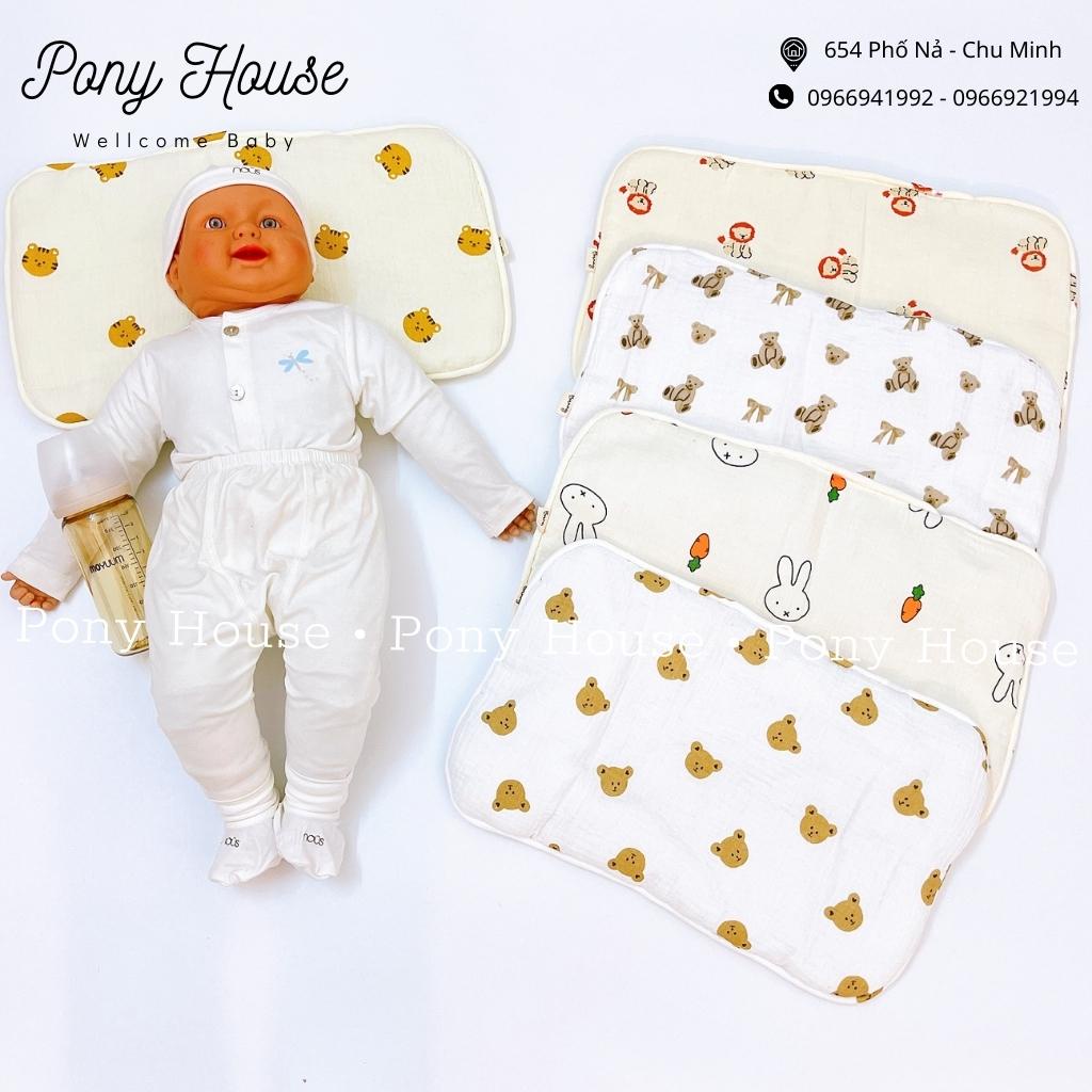 Gối Xô Sơ Sinh Bunny Xô Muslin Ruột Bông Tự Nhiên Cho Bé Sơ Sinh Siêu Mềm, Mịn, Thấm Hút Mồ Hôi Tốt