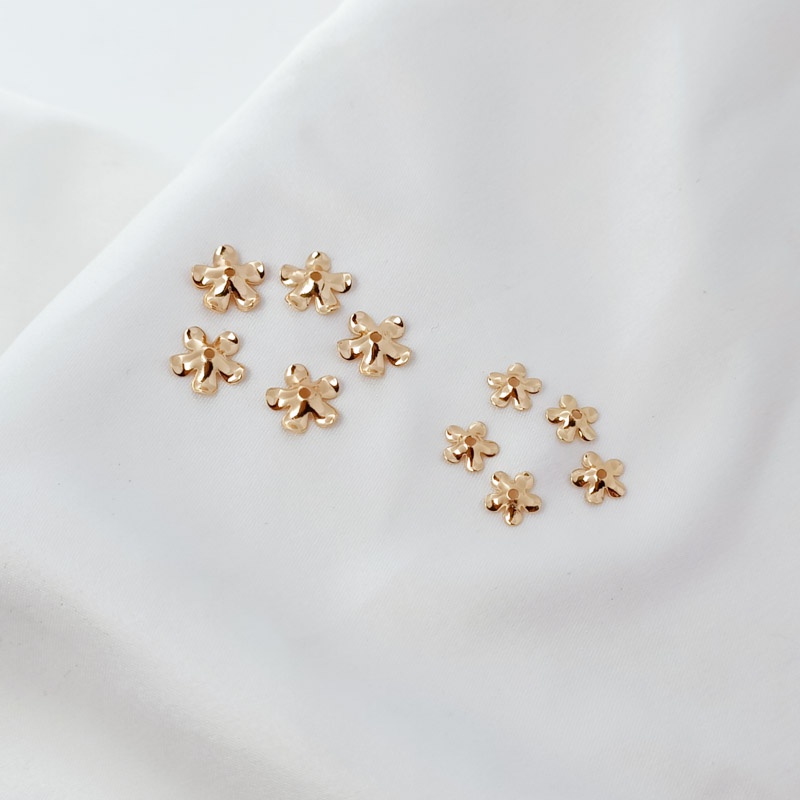 Set 10 Ghim Cài Áo/Kẹp Tóc Hình Bát Hoa Ba Chiều Bằng Đồng 14K Thủ Công DIY