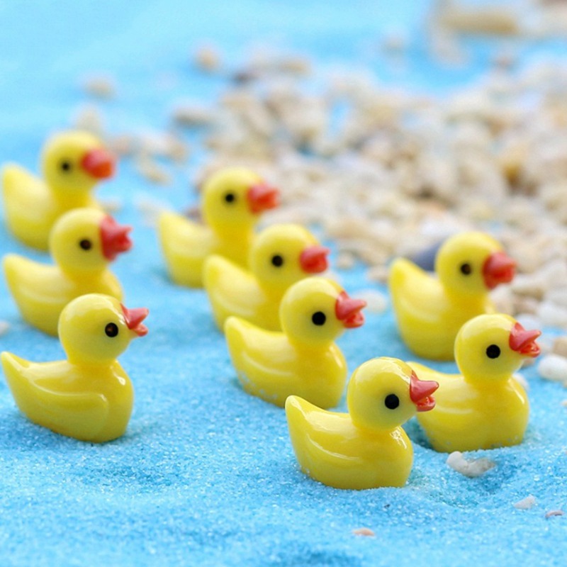 Set 10 chú vịt vàng mini dành cho trang trí sân vườn